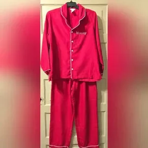 Pottery Barn Kid's Adult Solid Red Pajama Monogrammed "MOMMY" Set
